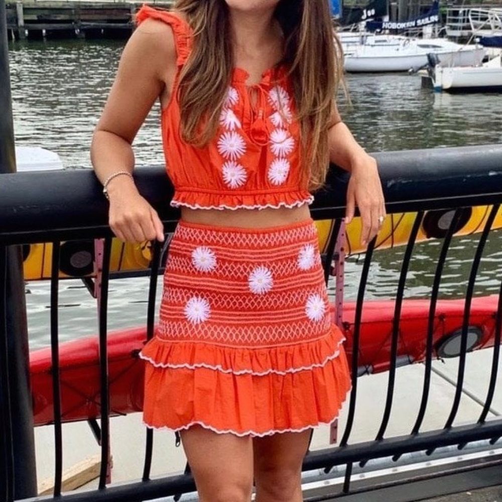 Saylor Esmeralda Two Piece Set Large Flower Power orange White